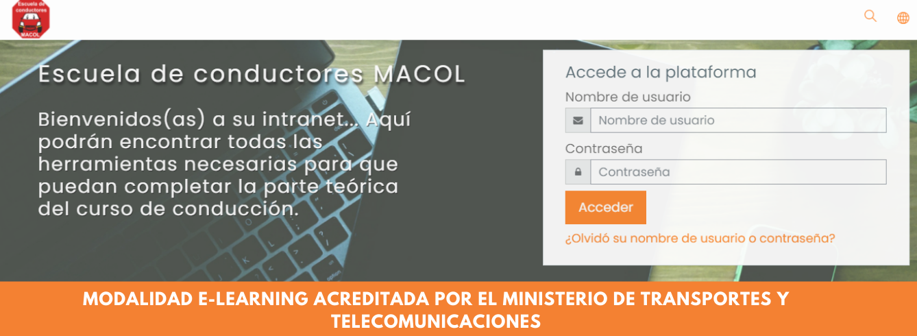 Modalidad E-LEARNING Acreditada por el Ministerio de Transportes y Telecomunicaciones